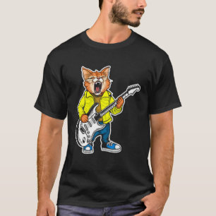 Retro gitaar rockmuziek van een knappe kat t-shirt
