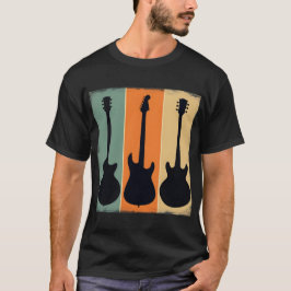  Retro Gitaar Silhouet Muziek Lover Design T-shirt