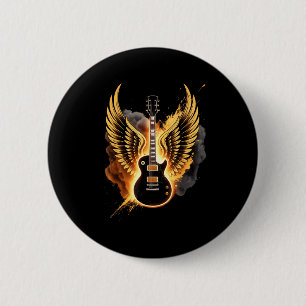 Retro Gitaar Vleugels Abstracte Kunst Rock And Rol Ronde Button 5,7 Cm