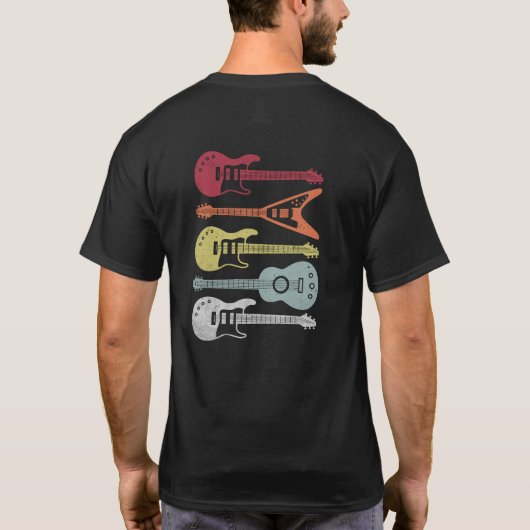  retro gitaren muziek T-shirt (Achterkant)