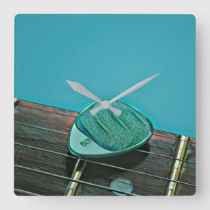  retro-gitarkunst voor gitarist vierkante klok