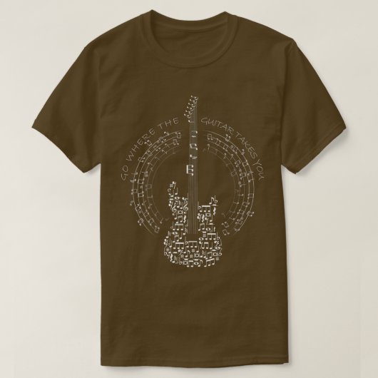 retro gitarshirts waar de gitaar mee gaat t-shirt (Design voorkant)