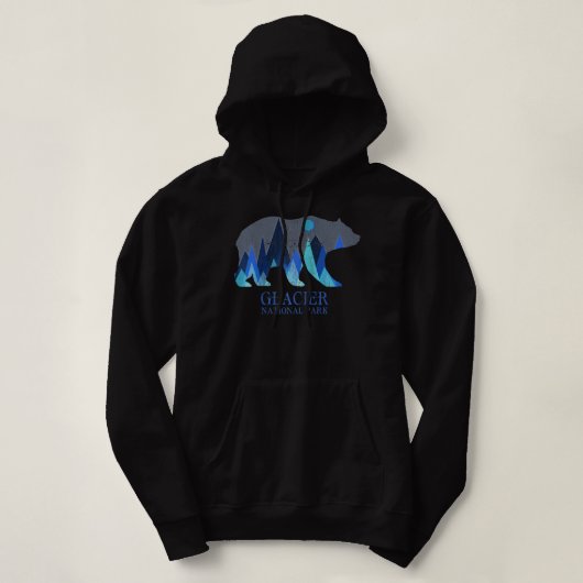 Retro Glacier Grizzly Beer Glacier Nationaal Park Hoodie (Design voorkant)