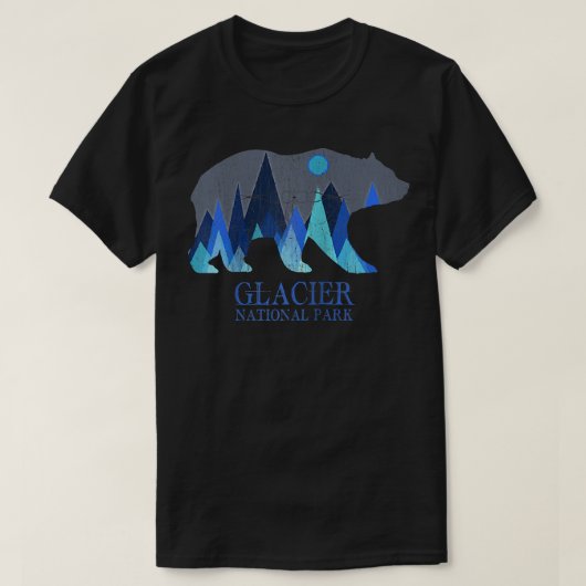 Retro Glacier Grizzly Beer Glacier Nationaal Park  T-shirt (Design voorkant)
