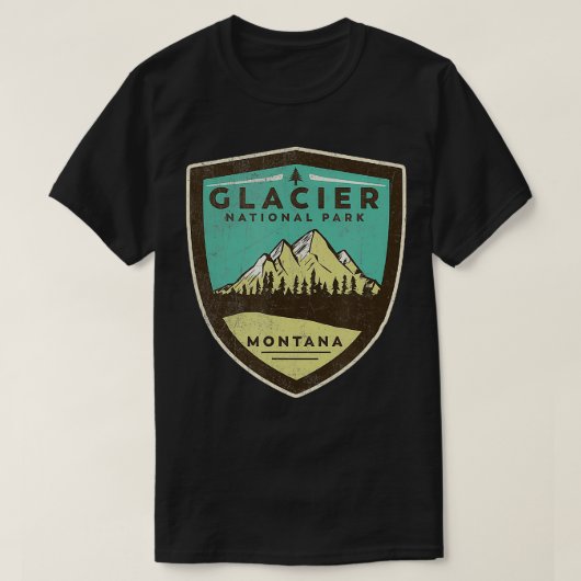 Retro Glacier Nationaal Park Montana Bergen Slecht T-shirt (Design voorkant)