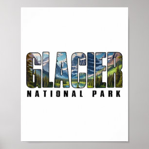 Retro Glacier National Park Buiten Kamperen Wandel Poster