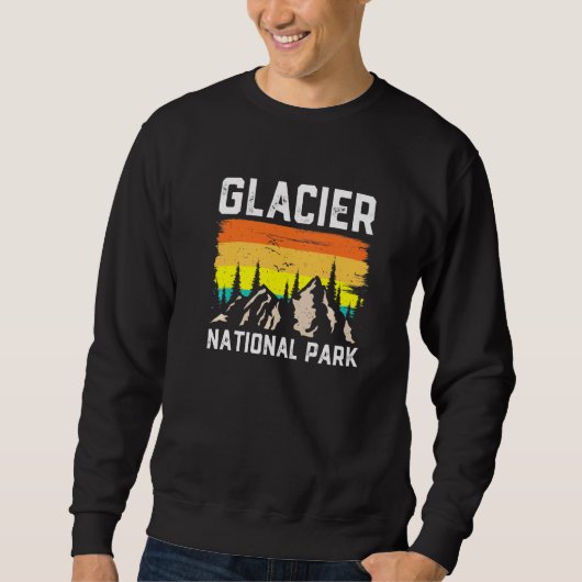 Retro Glacier National Park Montana Camping Hiking Trui (Voorkant)