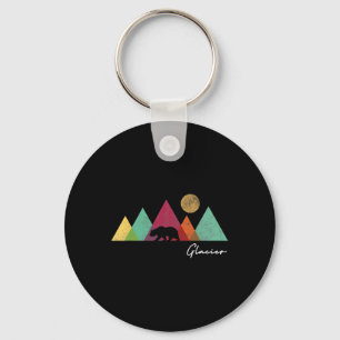 Retro Glacier National Park Montana Souvenir Vrouw Sleutelhanger
