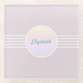 Retro Glam Aangepast roze en Opal Glazen Onderzetter (Voorkant)