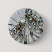 Retro Glam  Art Deco Rhinestones Ronde Button 5,7 Cm (Voorkant)