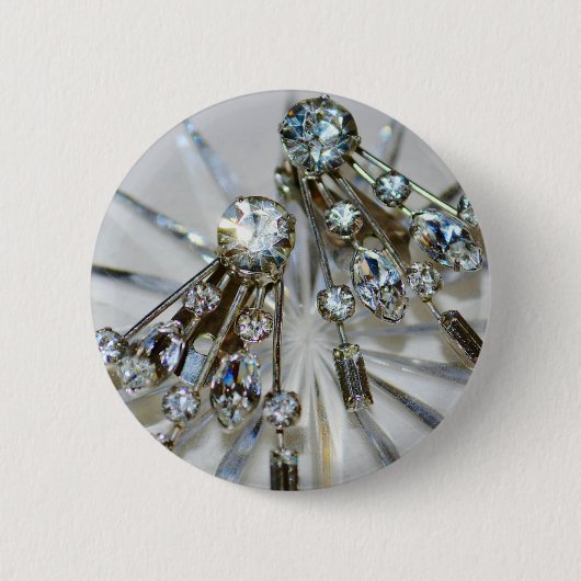 Retro Glam  Art Deco Rhinestones Ronde Button 5,7 Cm (Voorkant)