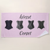 Retro Glam Black Corsets roze Strandlaken (Voorkant)