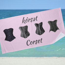 Retro Glam Black Corsets roze Strandlaken
