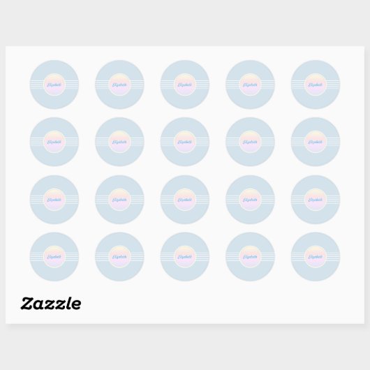 Retro Glam Blue en Opal Envelope Seals Ronde Sticker (Vel)
