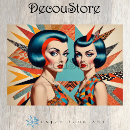 Retro Glam Duo – Vintage Pop Art Vrouwen Decoupage Tissuepapier