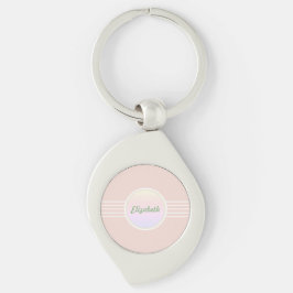 Retro Glam Gepersonaliseerde Pastel Koraalroze en  Sleutelhanger