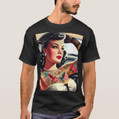 Retro Glam getatoeëerde pin-up T-shirt (Voorkant)