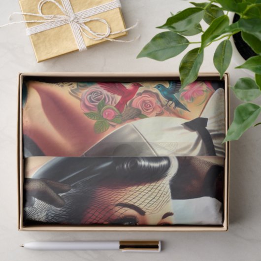 Retro Glam getatoeëerde pin-up Tissuepapier (Geschenk)