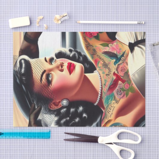 Retro Glam getatoeëerde pin-up Tissuepapier (Craft)
