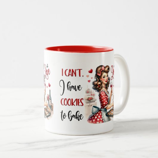 Retro Glam Girl Grappig Sarcastisch Keuken Quote Tweekleurige Koffiemok (Voorkant rechts)