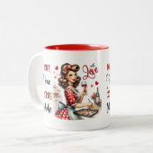 Retro Glam Girl Grappig Sarcastisch Keuken Quote Tweekleurige Koffiemok (Voorkant links)