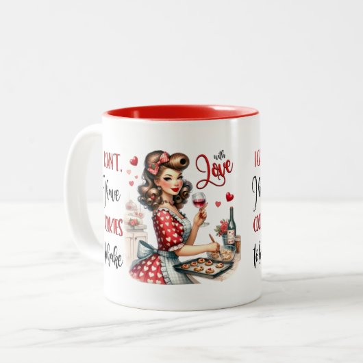 Retro Glam Girl Grappig Sarcastisch Keuken Quote Tweekleurige Koffiemok (Voorkant links)