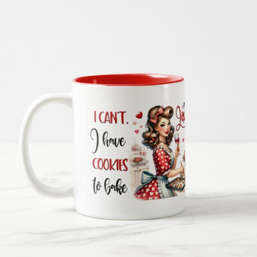 Retro Glam Girl Grappig Sarcastisch Keuken Quote Tweekleurige Koffiemok (Links)