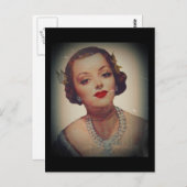 Retro Glam Girl lipstick Briefkaart (Voorkant / Achterkant)