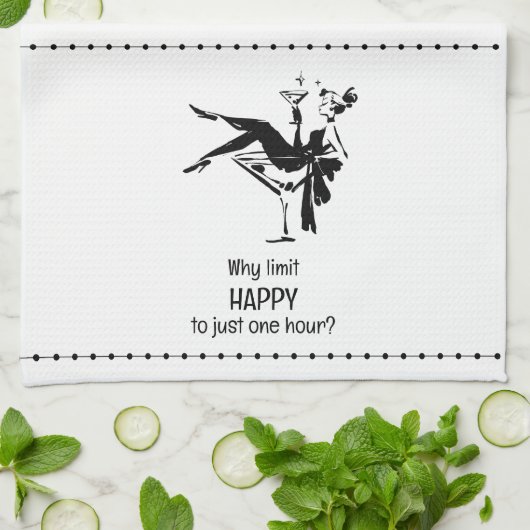 Retro Glam Happy Hour – Martini Diva Design Theedoek (Gevouwen)