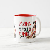 Retro Glam Huisvrouw Grappig Sarcastisch Keuken Qu Tweekleurige Koffiemok (Voorkant rechts)