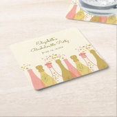 Retro Glam Jaren 60 Champagne Meisjesfeest Kartonnen Onderzetters (Schuin)