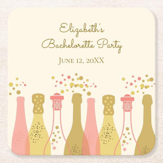 Retro Glam Jaren 60 Champagne Meisjesfeest Kartonnen Onderzetters (Voorkant)