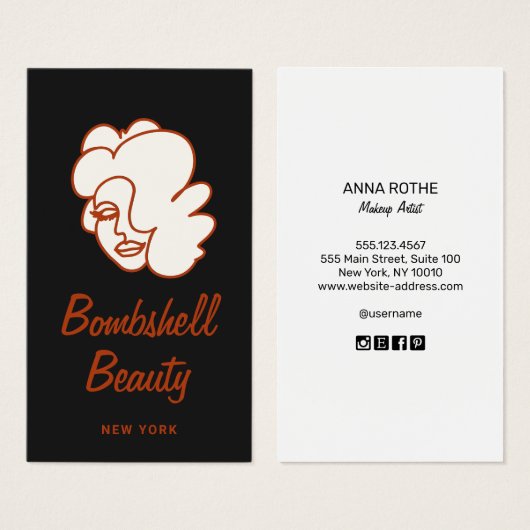 Retro Glam Lash Diva Eyelash Extensions Visitekaartje (Voorkant /achterkant)