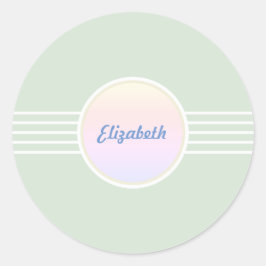 Retro Glam Lichtgroene en Opale Zakzegels Ronde Sticker
