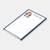 Retro Glam Marine Meisje Blauwe Grens Personaliser Post-it® Notes (Schuin)