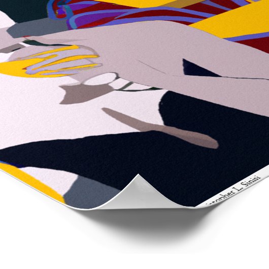 Retro Glam Meerkleurige Digitale Middag Wijn Poster (Hoek)