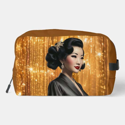 Retro Glam Meisjes (Keiko) Print Cut Naaizak Toilettasje (Achterkant)