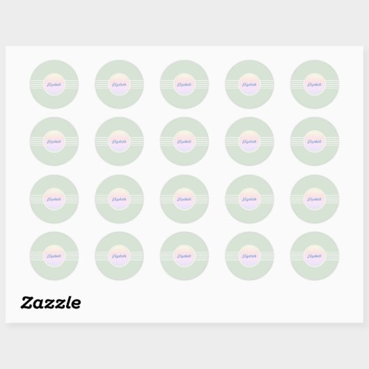Retro Glam Mint Green en Opal Envelope Seals Ronde Sticker (Vel)