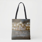 Retro Glam Parels Grijs en Crème Mooie Chic Tote Bag (Voorkant)