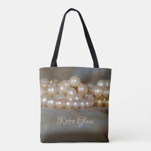 Retro Glam Parels Grijs en Crème Mooie Chic Tote Bag (Achterkant)
