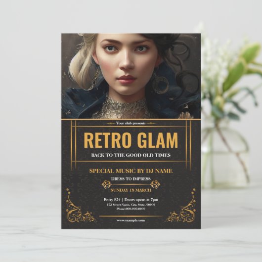 Retro Glam Party Flyer Template (Staand voorkant)