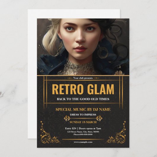 Retro Glam Party Flyer Template (Voorkant / Achterkant)