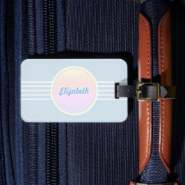 Retro Glam Persoonlijke Ijsblauw en Opal Bagagelabel