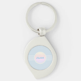 Retro Glam Persoonlijke Ijsblauw en Opal Sleutelhanger