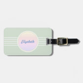 Retro Glam Persoonlijke Mintgroene en Opal Bagagelabel (Voorkant horizontaal)
