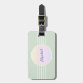 Retro Glam Persoonlijke Mintgroene en Opal Bagagelabel (Voorkant verticaal)