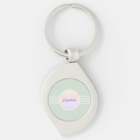 Retro Glam Persoonlijke Mintgroene en Opal Sleutelhanger (Voorkant)