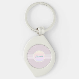 Retro Glam Persoonlijke Roze en Opal Sleutelhanger
