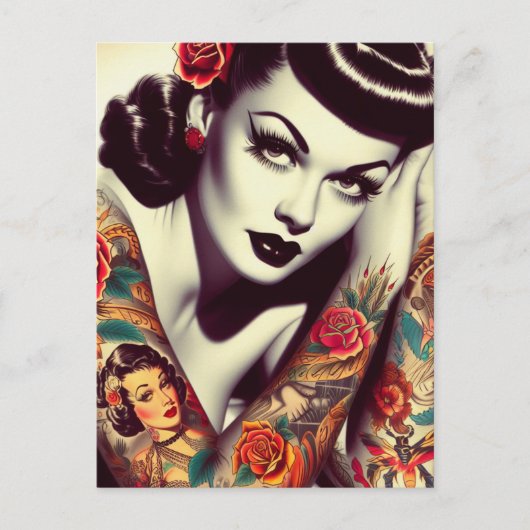 Retro Glam Pin-up Briefkaart (Voorkant)