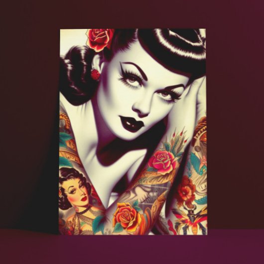 Retro Glam Pin-up Briefkaart